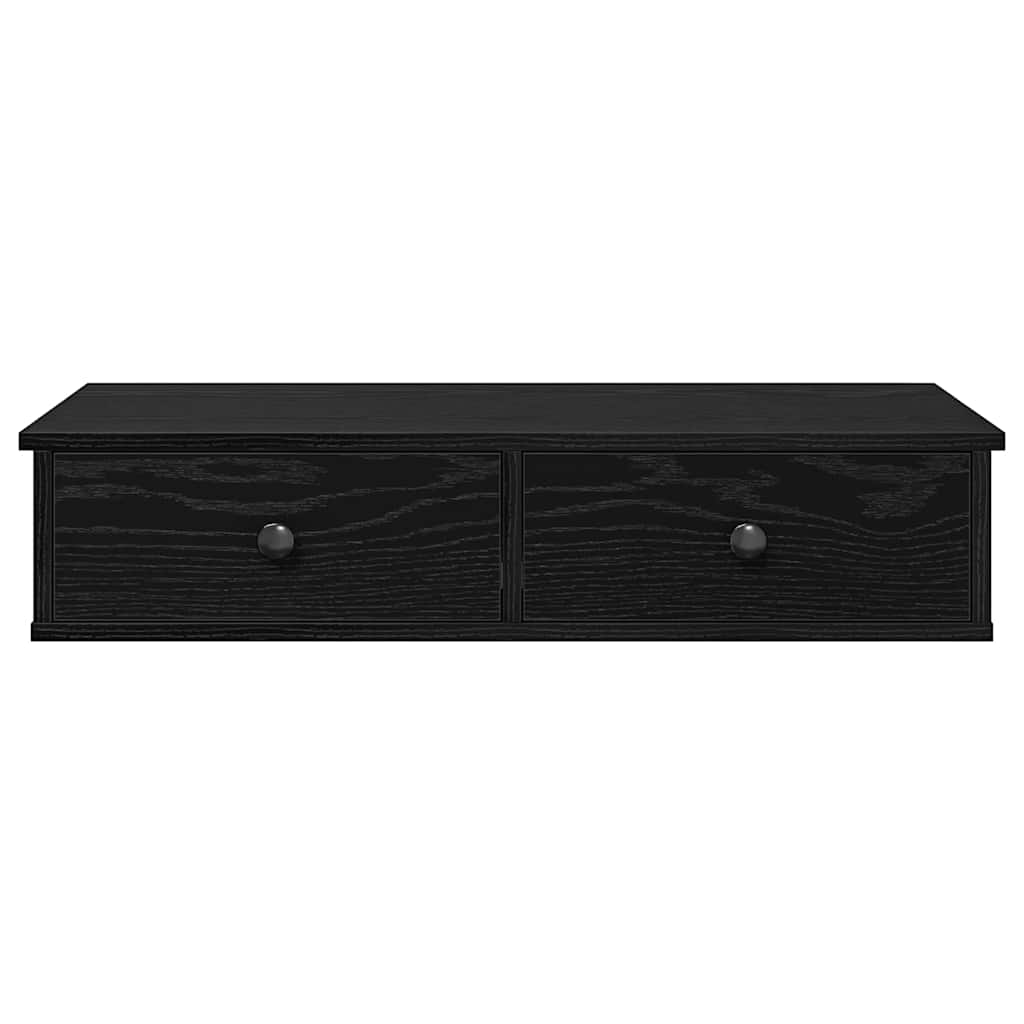 Étagère murale avec tiroirs noir 80x31x17 cm bois d'ingénierie - XIOS
