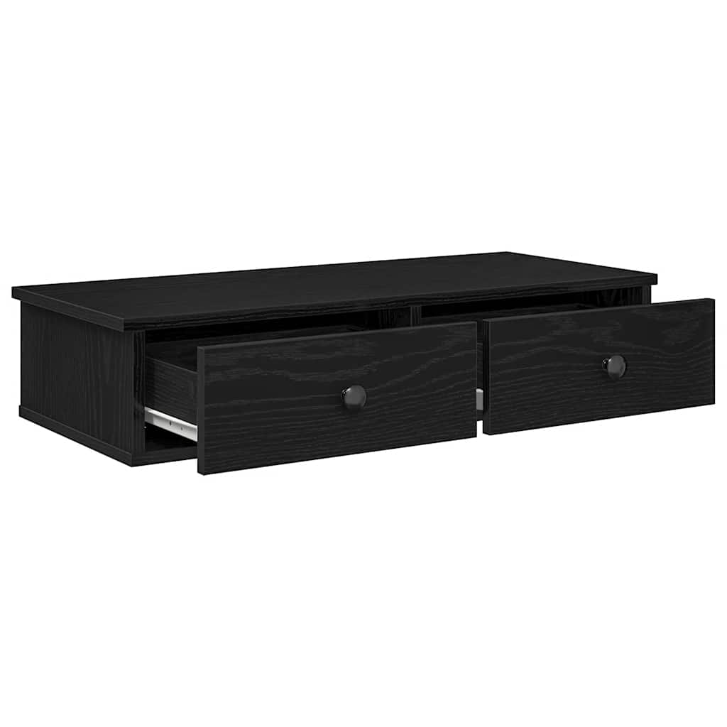 Étagère murale avec tiroirs noir 80x31x17 cm bois d'ingénierie - XIOS