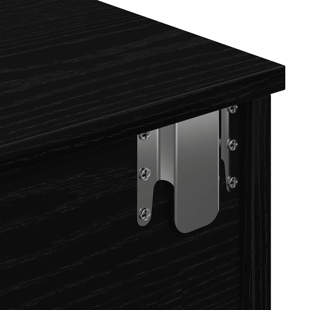 Étagère murale avec tiroirs noir 80x31x17 cm bois d'ingénierie - XIOS