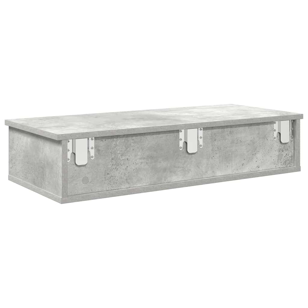 Étagère murale avec tiroirs gris béton bois d'ingénierie - XIOS