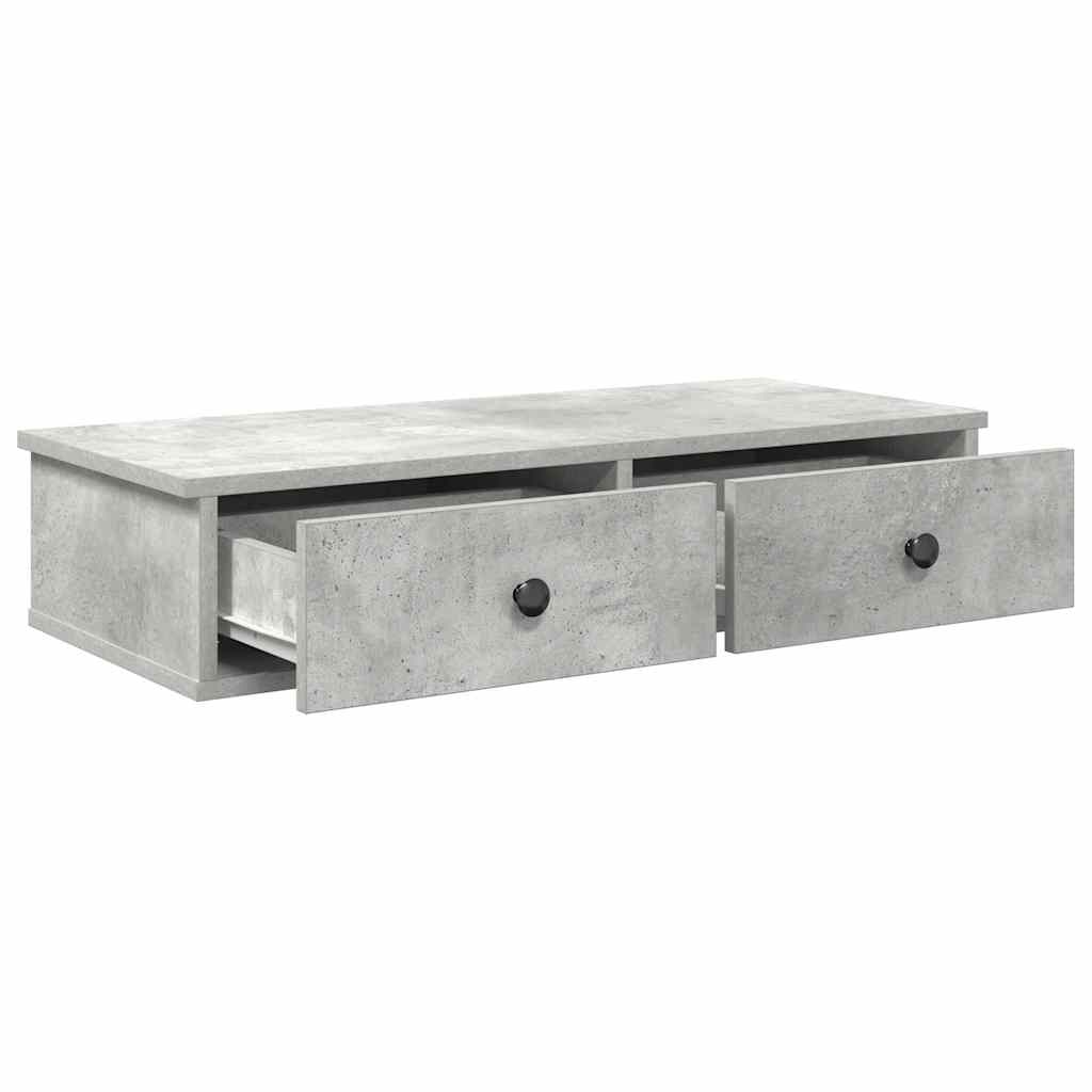 Étagère murale avec tiroirs gris béton bois d'ingénierie - XIOS