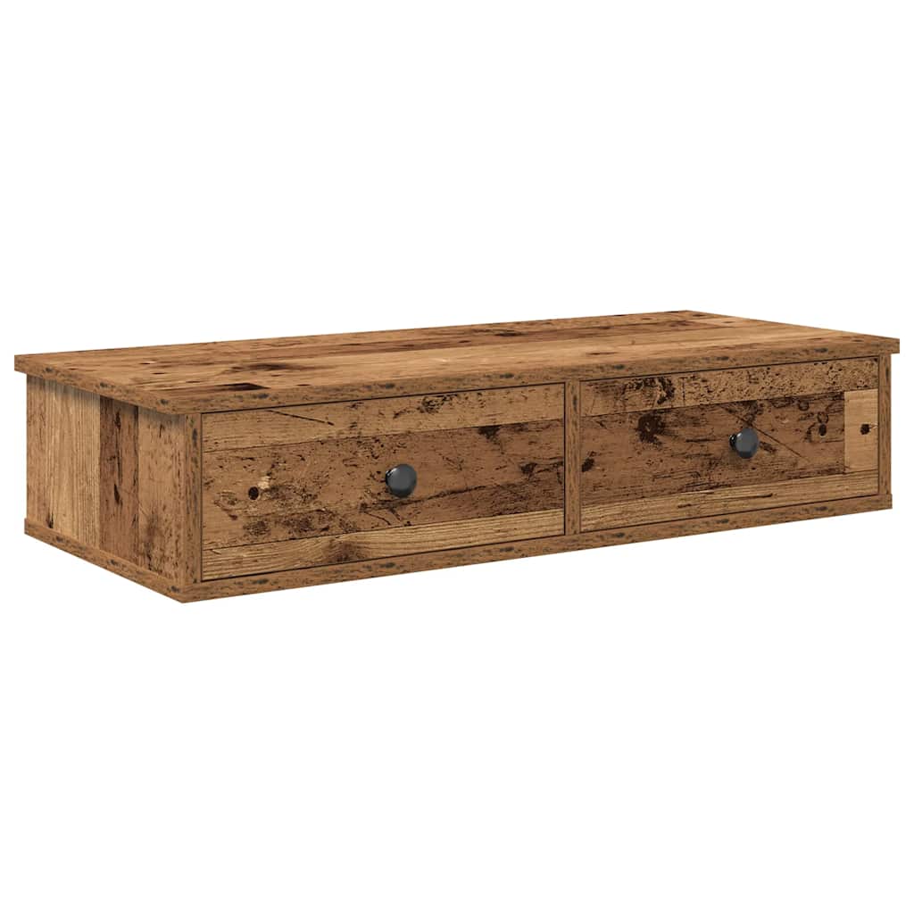 Étagère murale avec tiroirs vieux bois bois d'ingénierie - XIOS