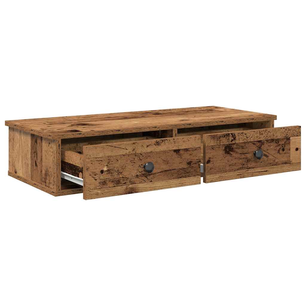 Étagère murale avec tiroirs vieux bois bois d'ingénierie - XIOS
