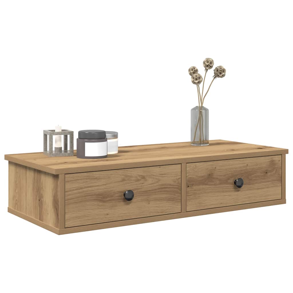 Étagère murale avec tiroirs chêne artisanal bois d'ingénierie - XIOS