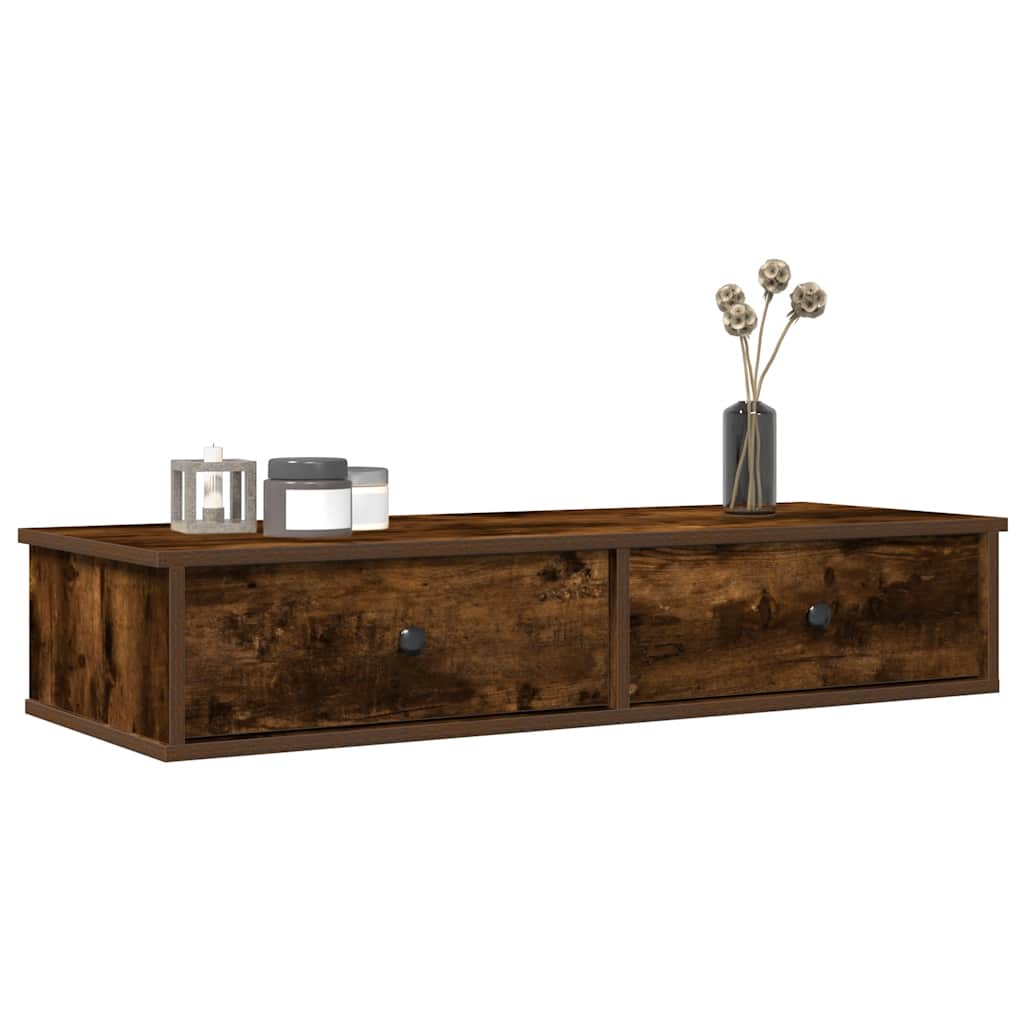 Étagère murale avec tiroirs chêne fumé bois d'ingénierie - XIOS