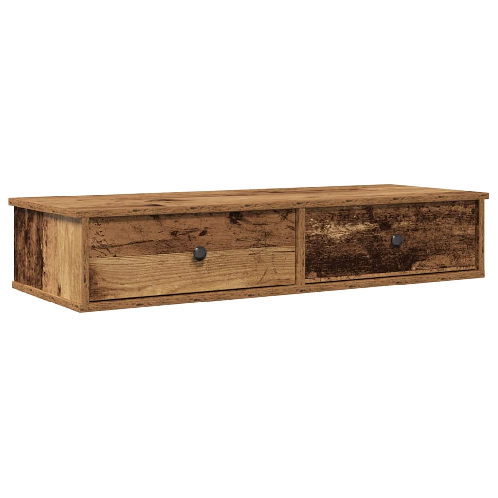 Étagère murale avec tiroirs vieux bois bois d'ingénierie - XIOS