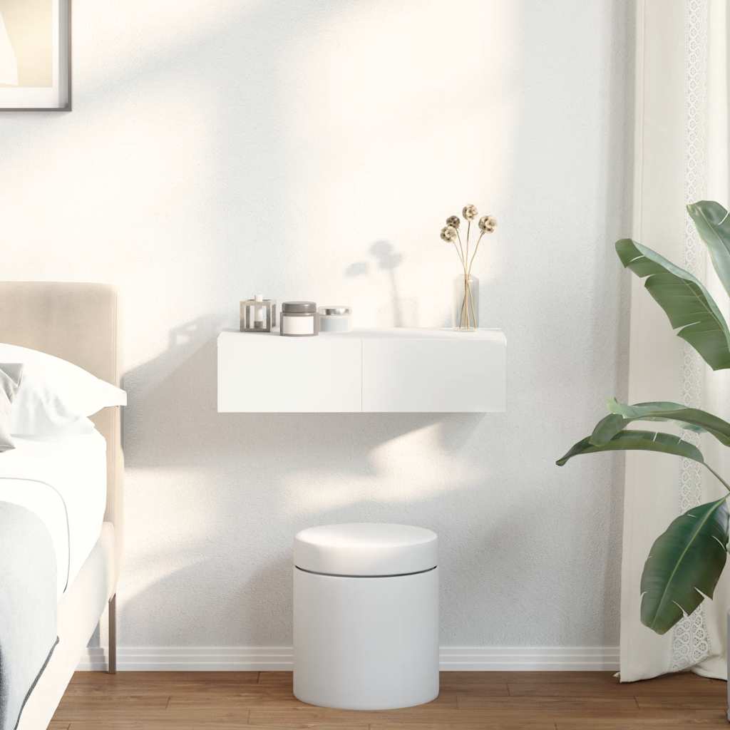 Étagère murale et tiroirs blanc 60x26,5x15 cm bois d'ingénierie - XIOS