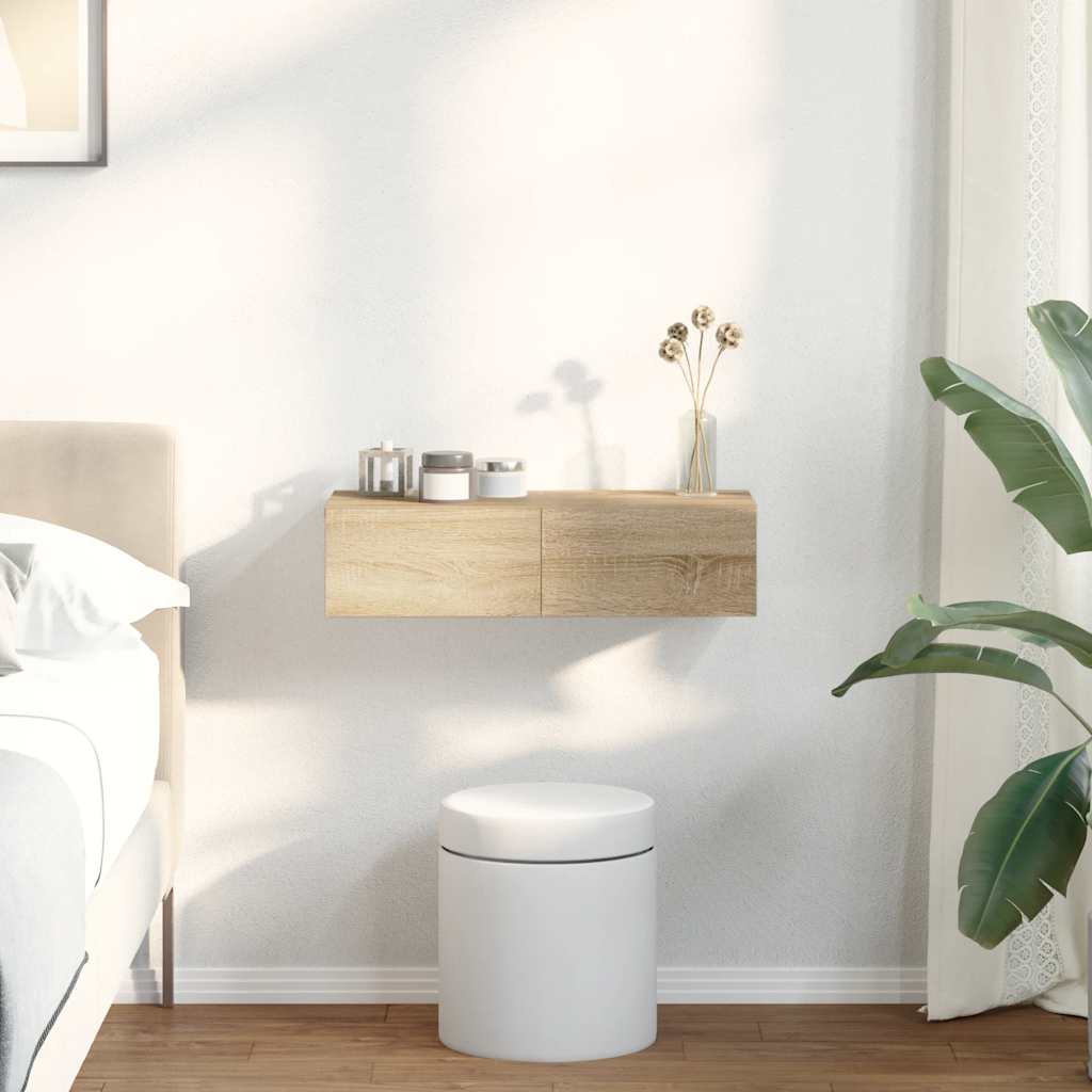 Étagère murale avec tiroirs chêne sonoma bois d'ingénierie - XIOS