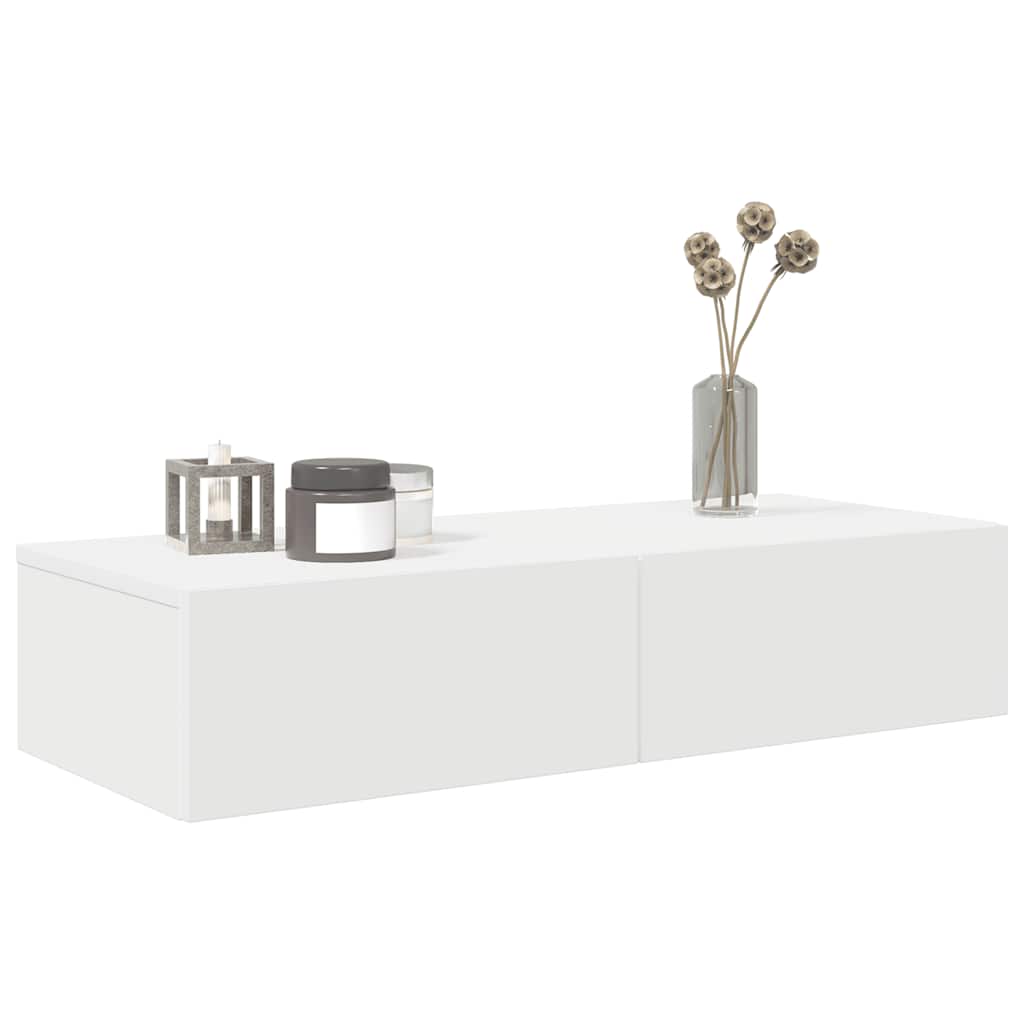 Étagère murale avec tiroirs blanc 80x33x17 cm bois d'ingénierie - XIOS