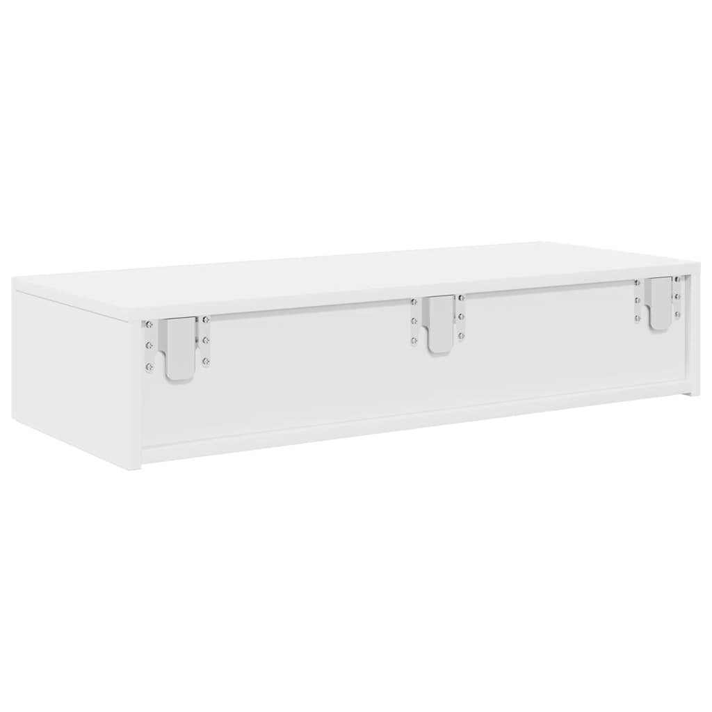 Étagère murale avec tiroirs blanc 80x33x17 cm bois d'ingénierie - XIOS