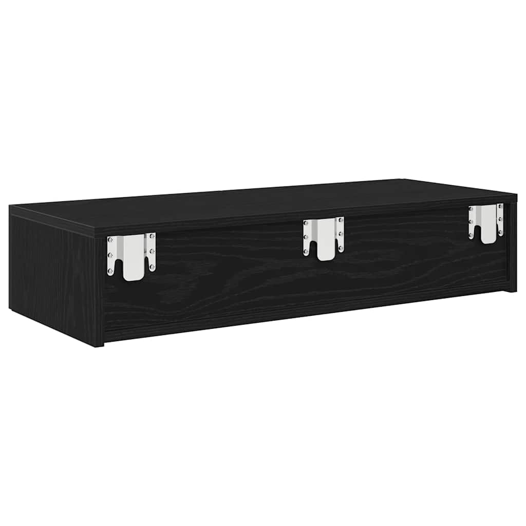 Étagère murale avec tiroirs noir 80x33x17 cm bois d'ingénierie - XIOS