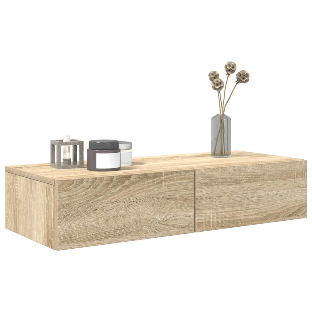 Étagère murale avec tiroirs chêne sonoma bois d'ingénierie - XIOS