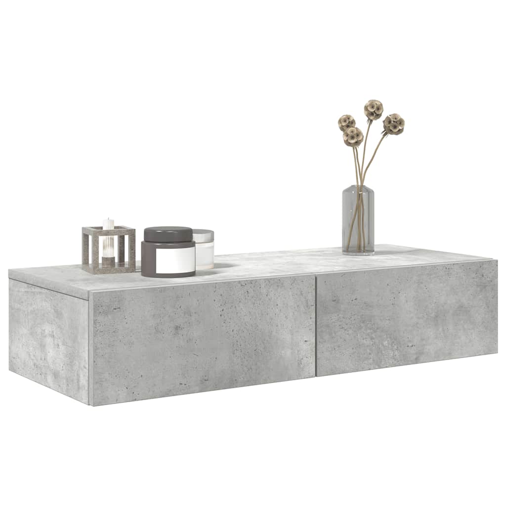 Étagère murale avec tiroirs gris béton bois d'ingénierie - XIOS