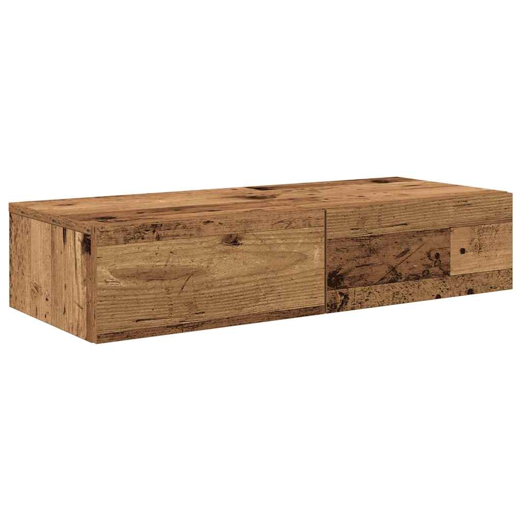 Étagère murale avec tiroirs vieux bois bois d'ingénierie - XIOS