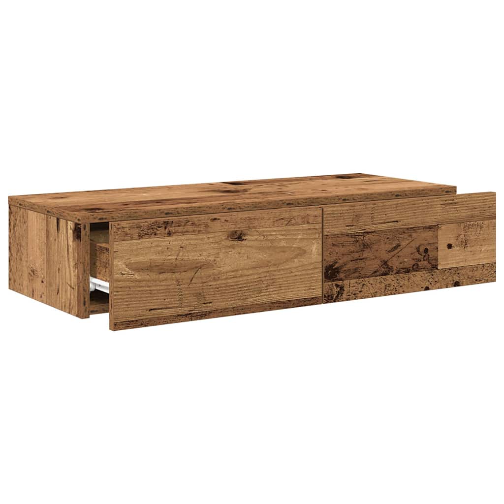 Étagère murale avec tiroirs vieux bois bois d'ingénierie - XIOS