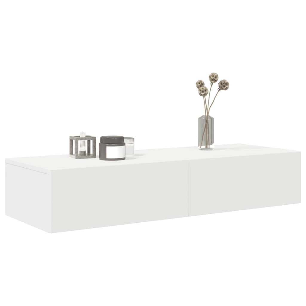 Étagère murale avec tiroirs blanc 100x36x19cm bois d'ingénierie - XIOS