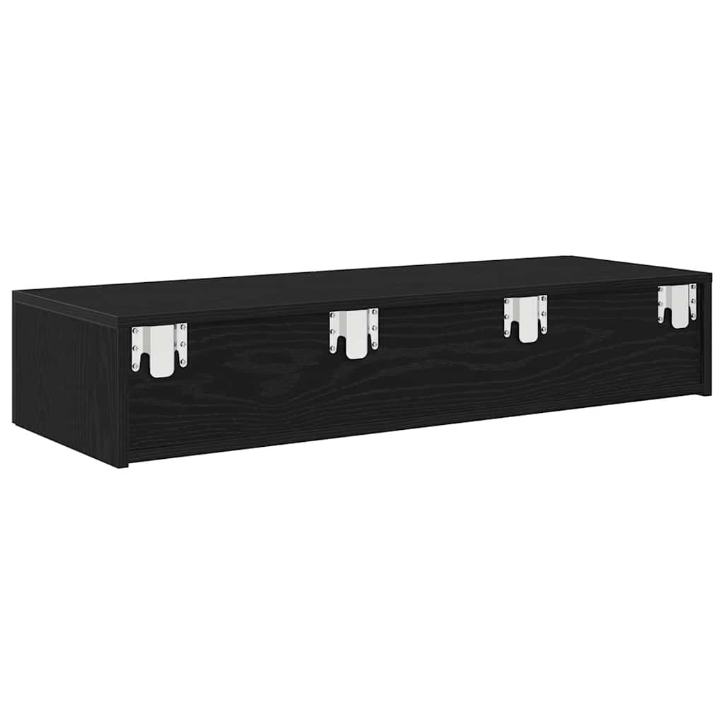 Étagère murale avec tiroirs noir 100x36x19 cm bois d'ingénierie - XIOS