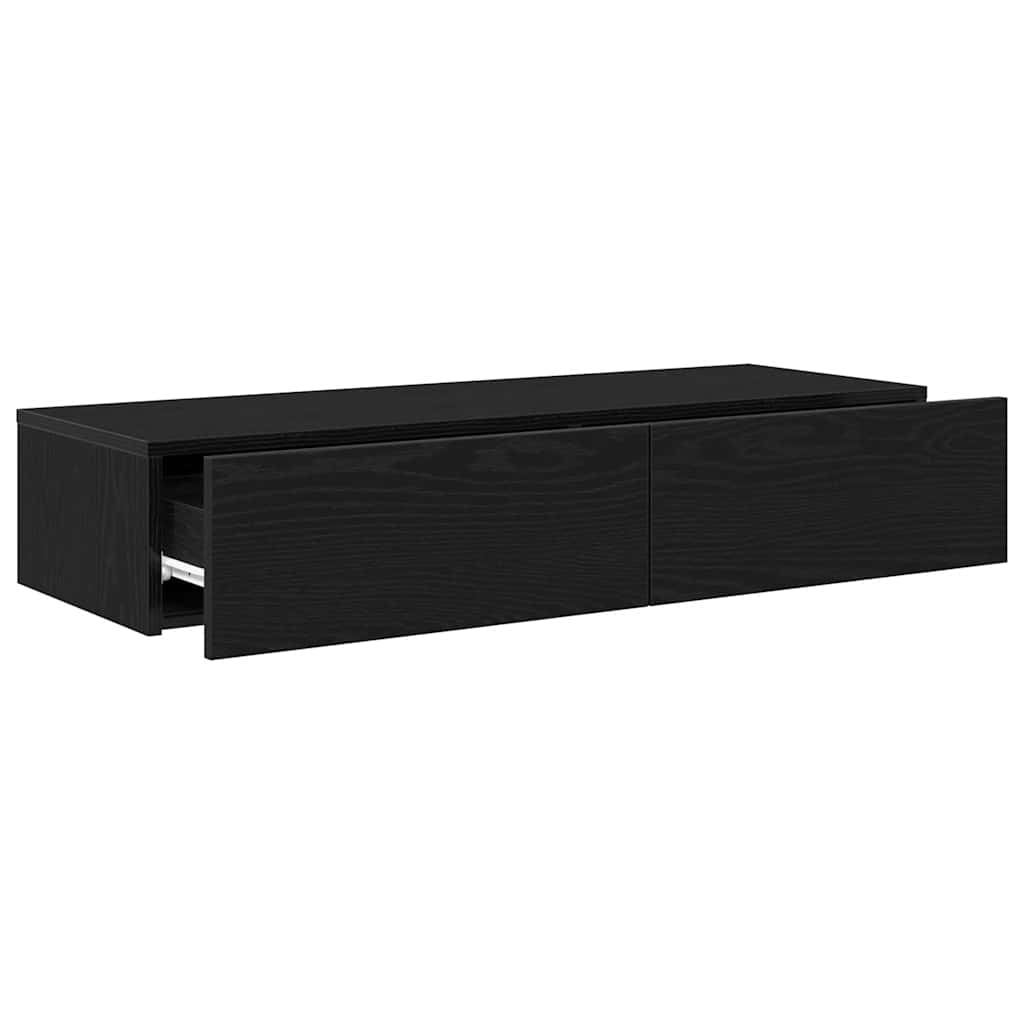 Étagère murale avec tiroirs noir 100x36x19 cm bois d'ingénierie - XIOS