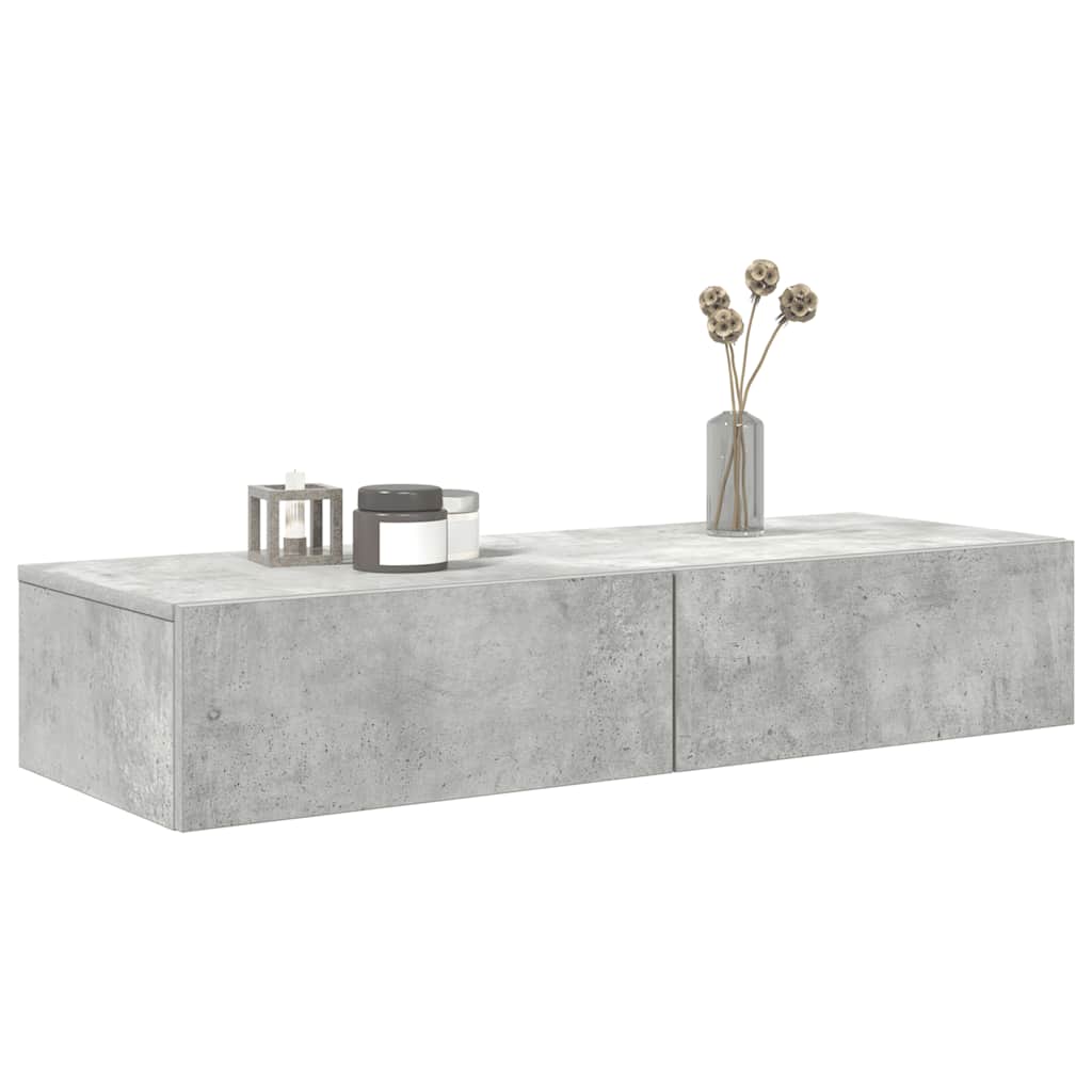 Étagère murale avec tiroirs gris béton bois d'ingénierie - XIOS