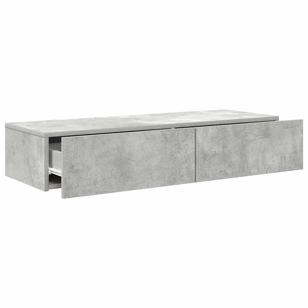 Étagère murale avec tiroirs gris béton bois d'ingénierie - XIOS