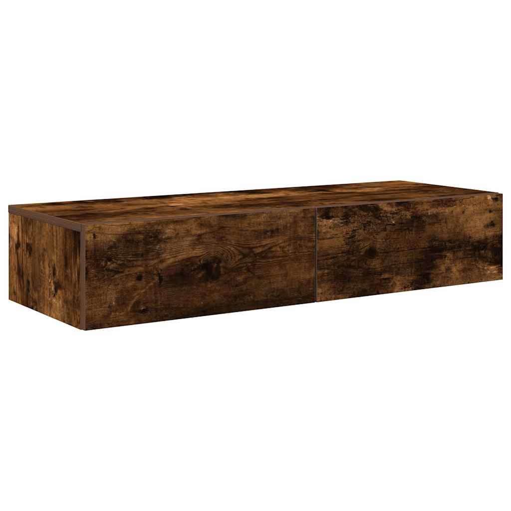 Étagère murale avec tiroirs chêne fumé bois d'ingénierie - XIOS