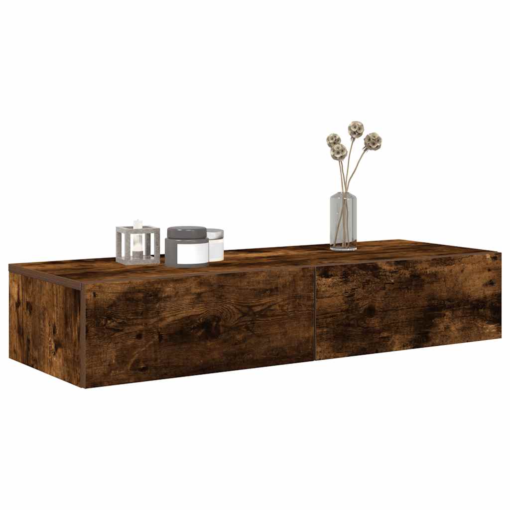 Étagère murale avec tiroirs chêne fumé bois d'ingénierie - XIOS