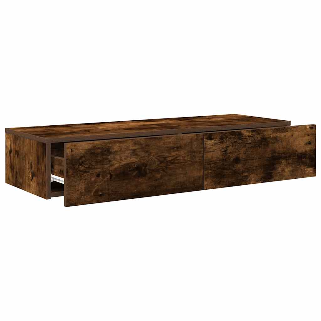 Étagère murale avec tiroirs chêne fumé bois d'ingénierie - XIOS
