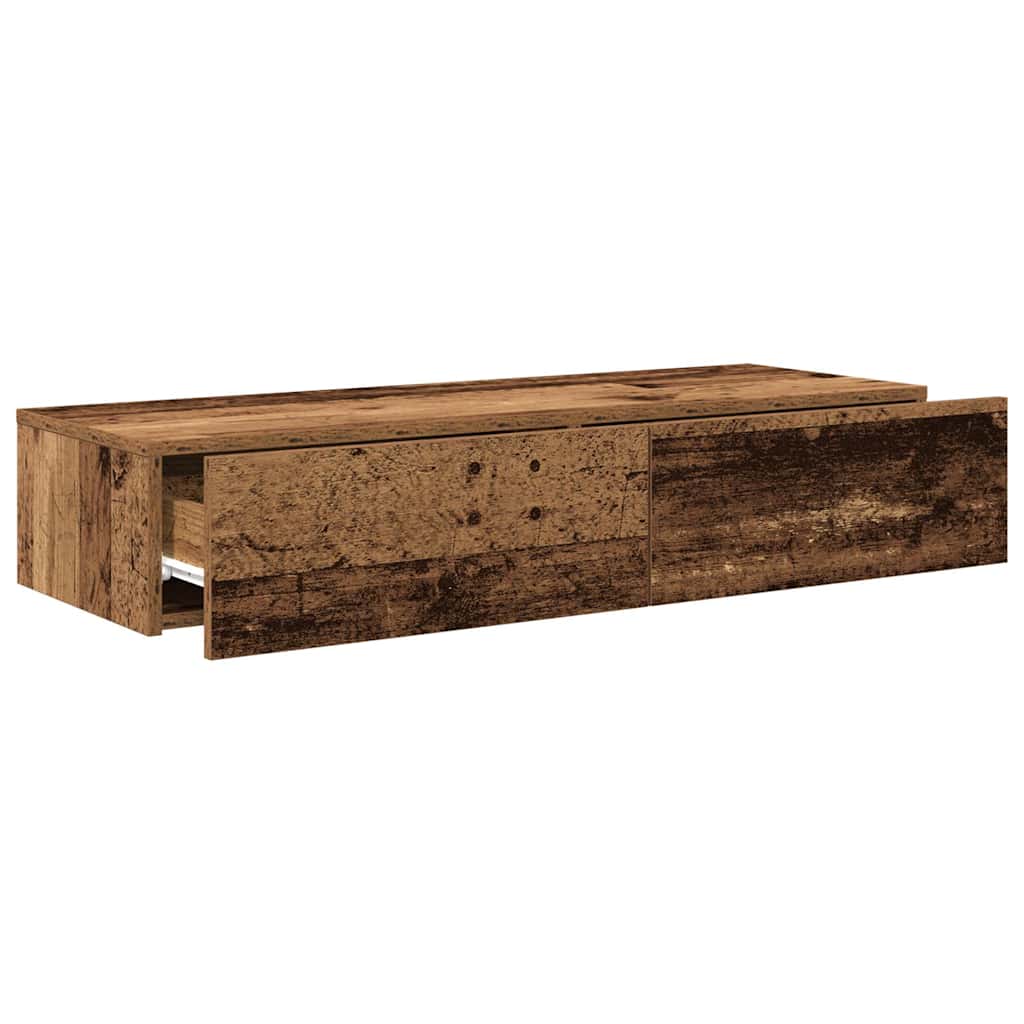 Étagère murale avec tiroirs vieux bois bois d'ingénierie - XIOS