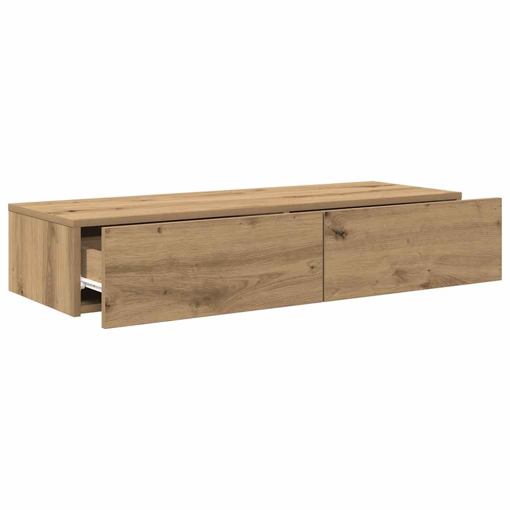 Étagère murale avec tiroirs chêne artisanal bois d'ingénierie - XIOS
