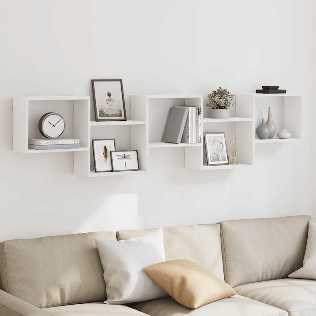 Étagère cube murale 5 compartiments blanc bois d'ingénierie - XIOS