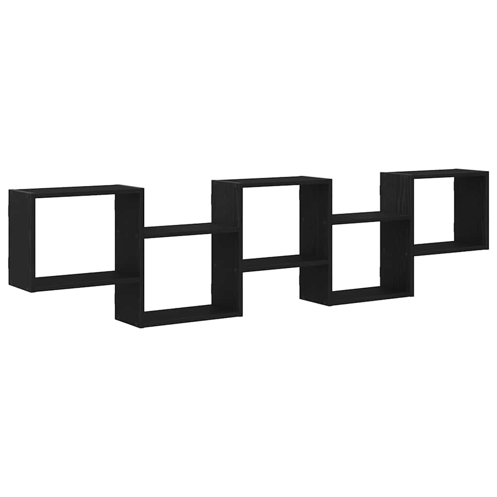 Étagère cube murale 5 compartiments noir bois d'ingénierie - XIOS