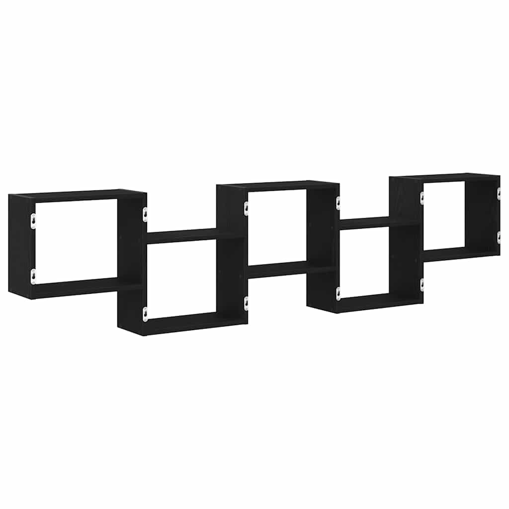 Étagère cube murale 5 compartiments noir bois d'ingénierie - XIOS
