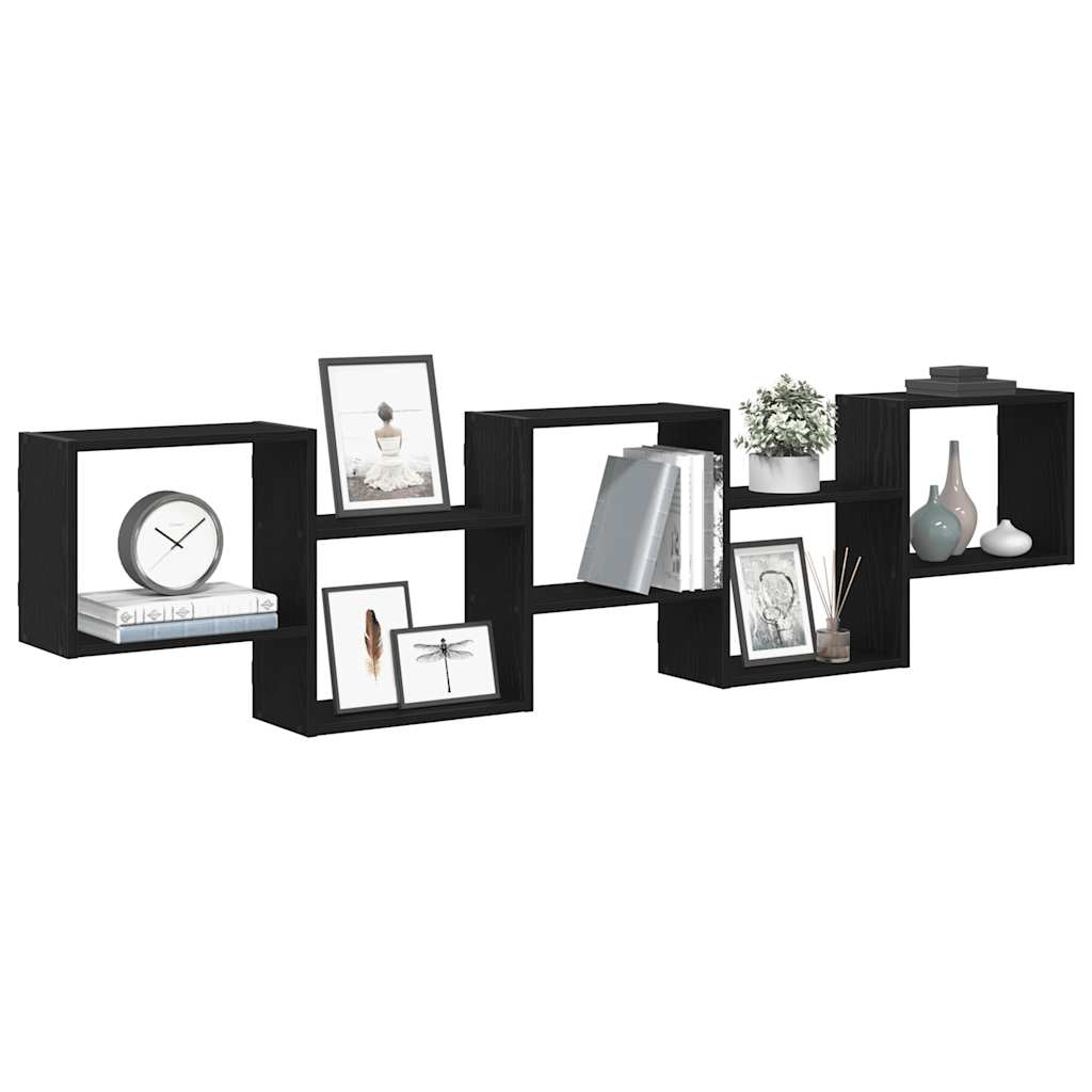 Étagère cube murale 5 compartiments noir bois d'ingénierie - XIOS