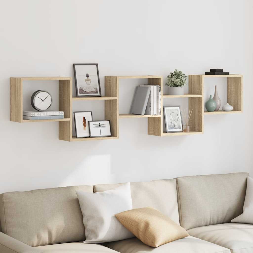 Étagère cube murale 5 compartiments chêne sonoma - XIOS