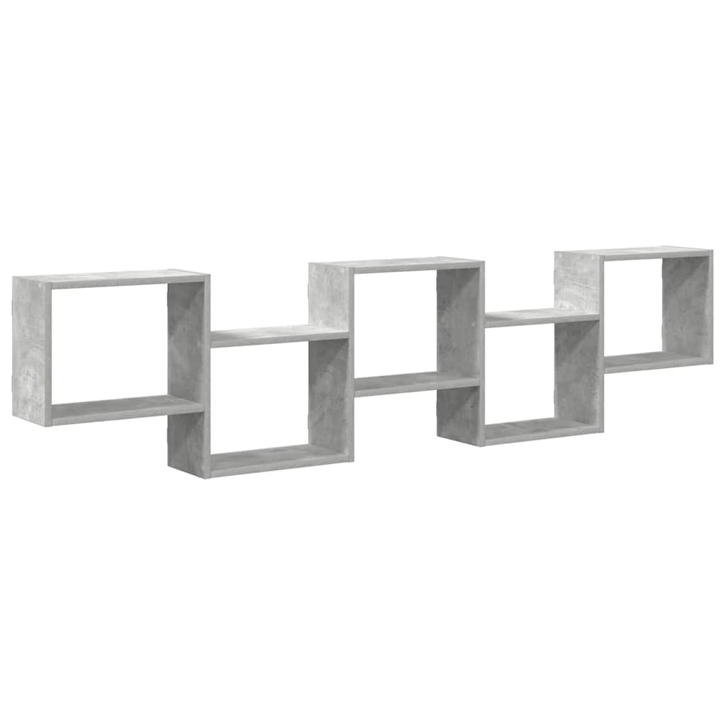 Étagère cube murale 5 compartiments gris béton bois ingénierie - XIOS