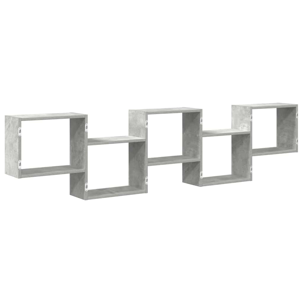 Étagère cube murale 5 compartiments gris béton bois ingénierie - XIOS