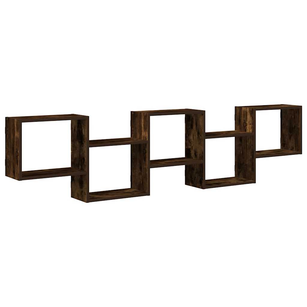 Étagère cube murale 5 compartiments chêne fumé bois ingénierie - XIOS
