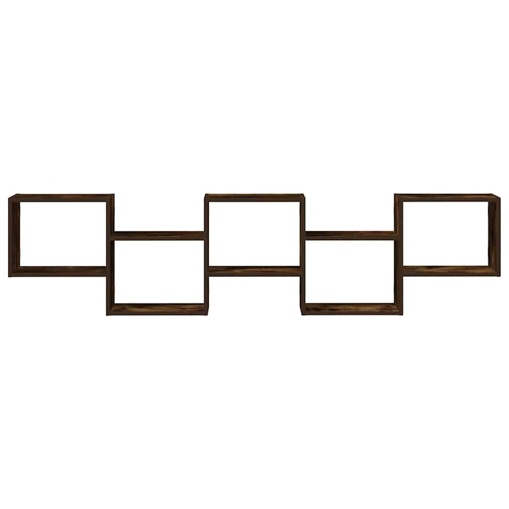 Étagère cube murale 5 compartiments chêne fumé bois ingénierie - XIOS