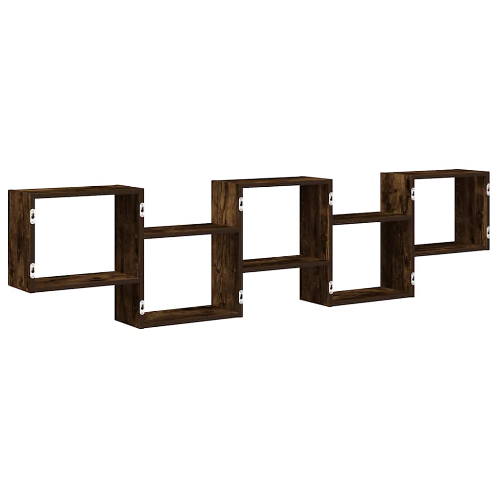 Étagère cube murale 5 compartiments chêne fumé bois ingénierie - XIOS