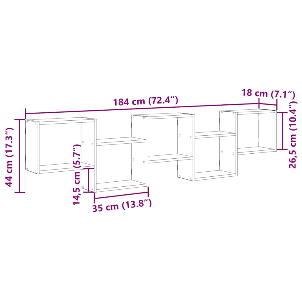 Étagère cube murale 5 compartiments chêne fumé bois ingénierie - XIOS