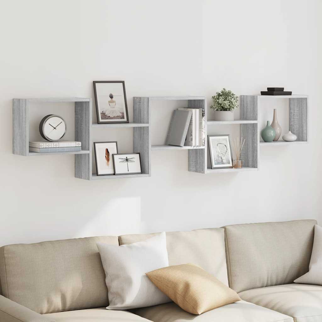 Étagère cube murale 5 compartiments sonoma gris - XIOS