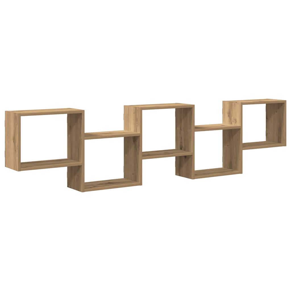 Étagère cube murale 5 compartiments chêne artisanal - XIOS