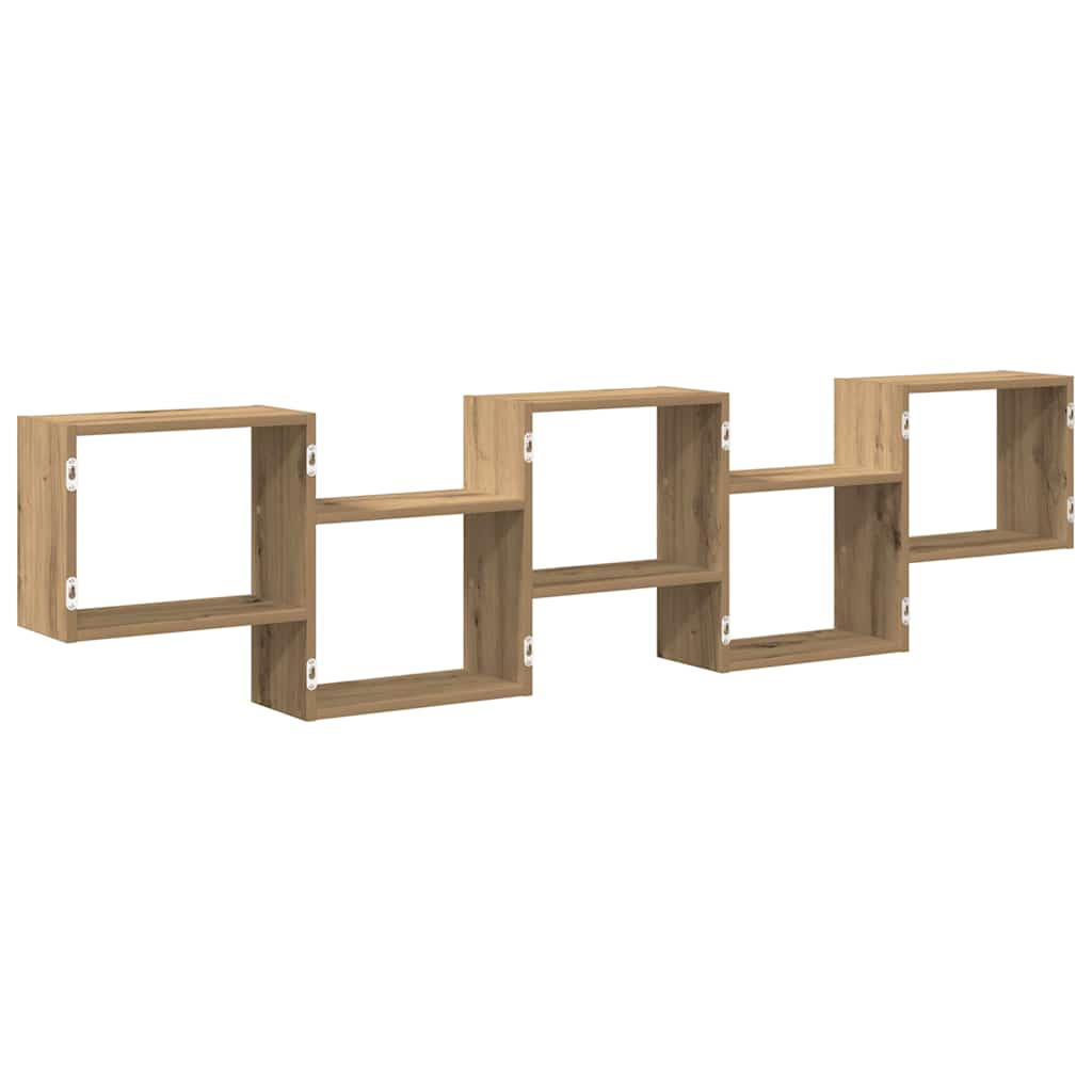 Étagère cube murale 5 compartiments chêne artisanal - XIOS
