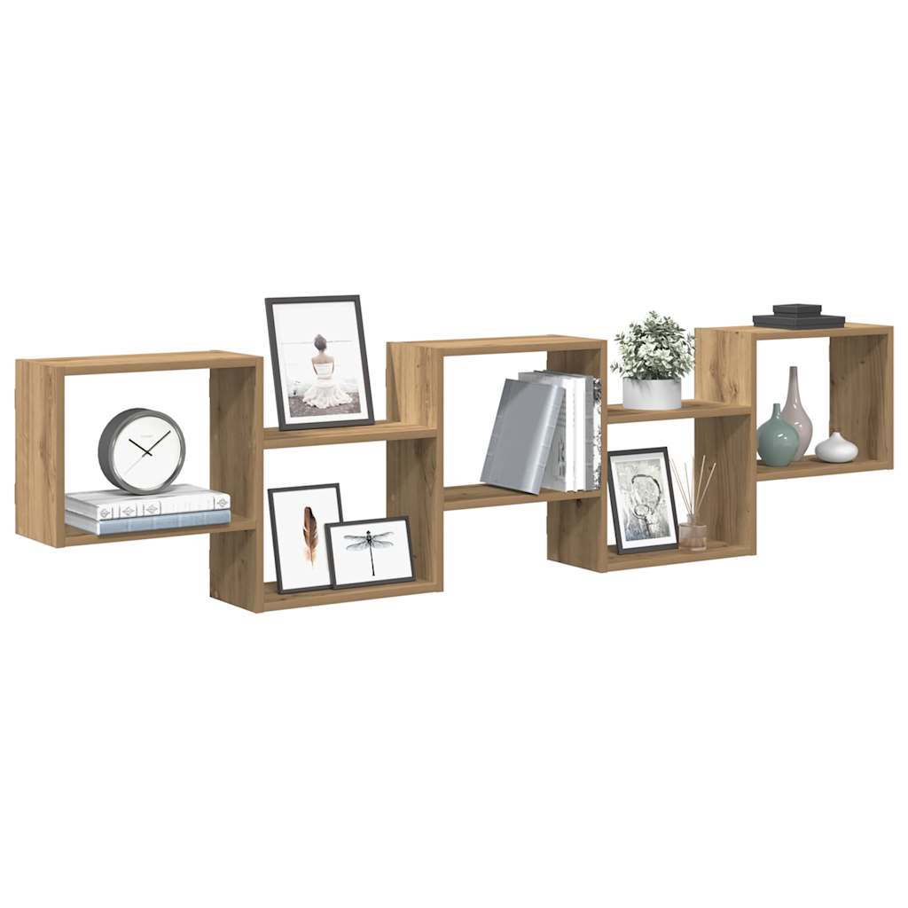 Étagère cube murale 5 compartiments chêne artisanal - XIOS
