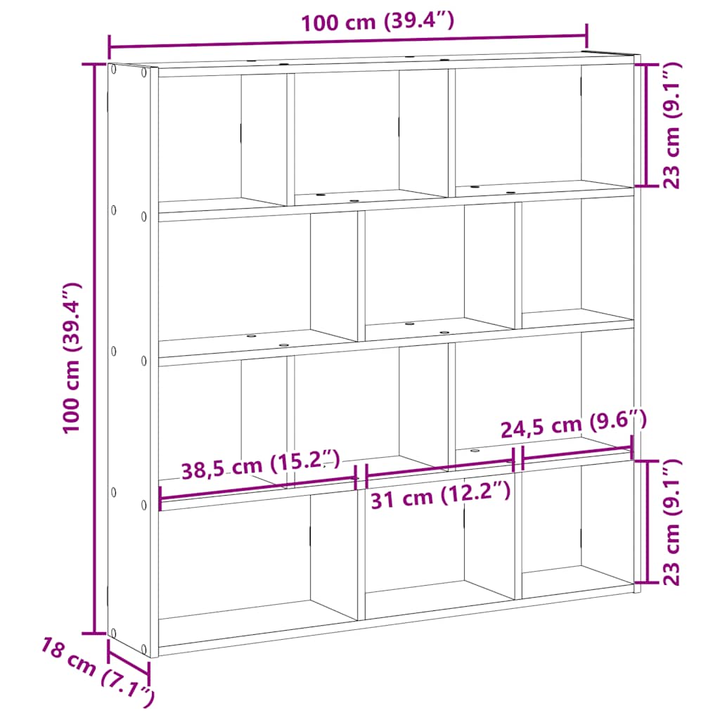 Étagère cube murale 12 compartiments blanc bois d'ingénierie - XIOS