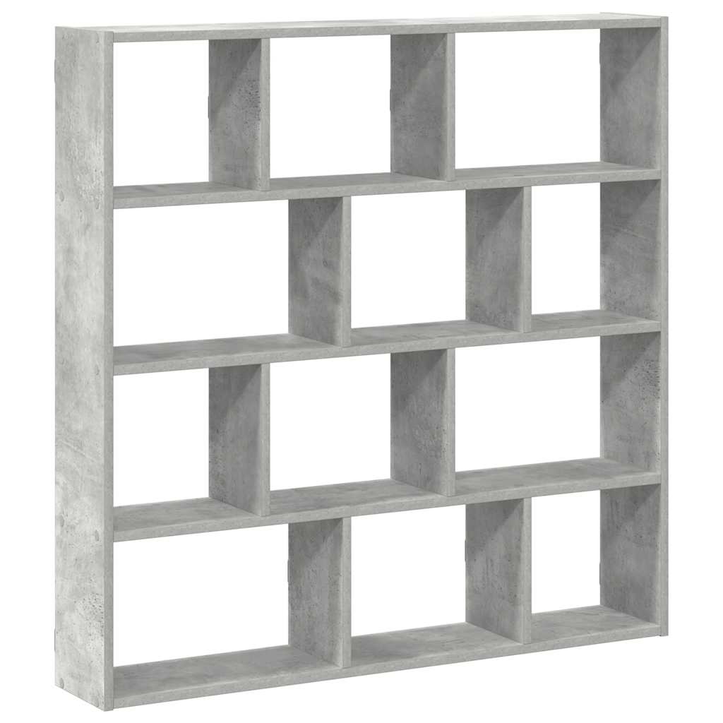 Étagère cube murale 12 compartiments gris béton bois ingénierie - XIOS