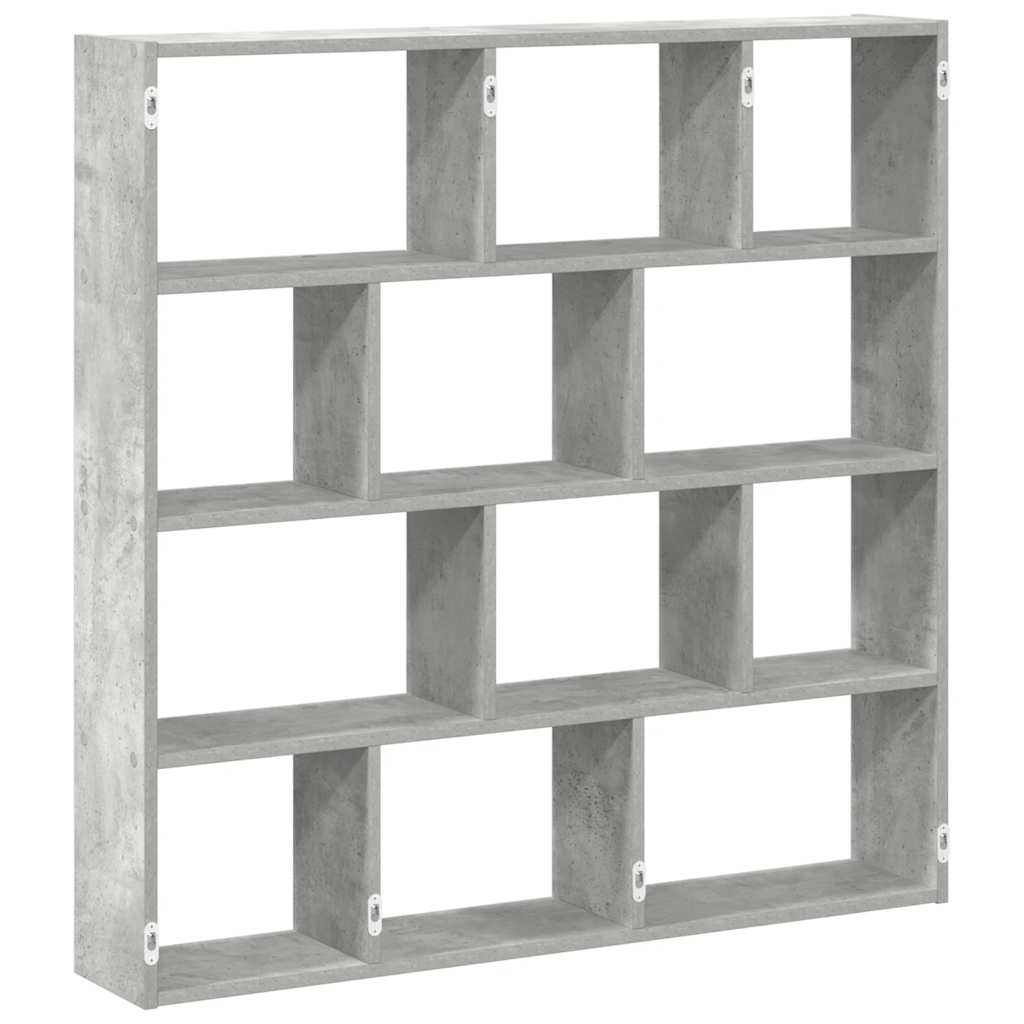 Étagère cube murale 12 compartiments gris béton bois ingénierie - XIOS