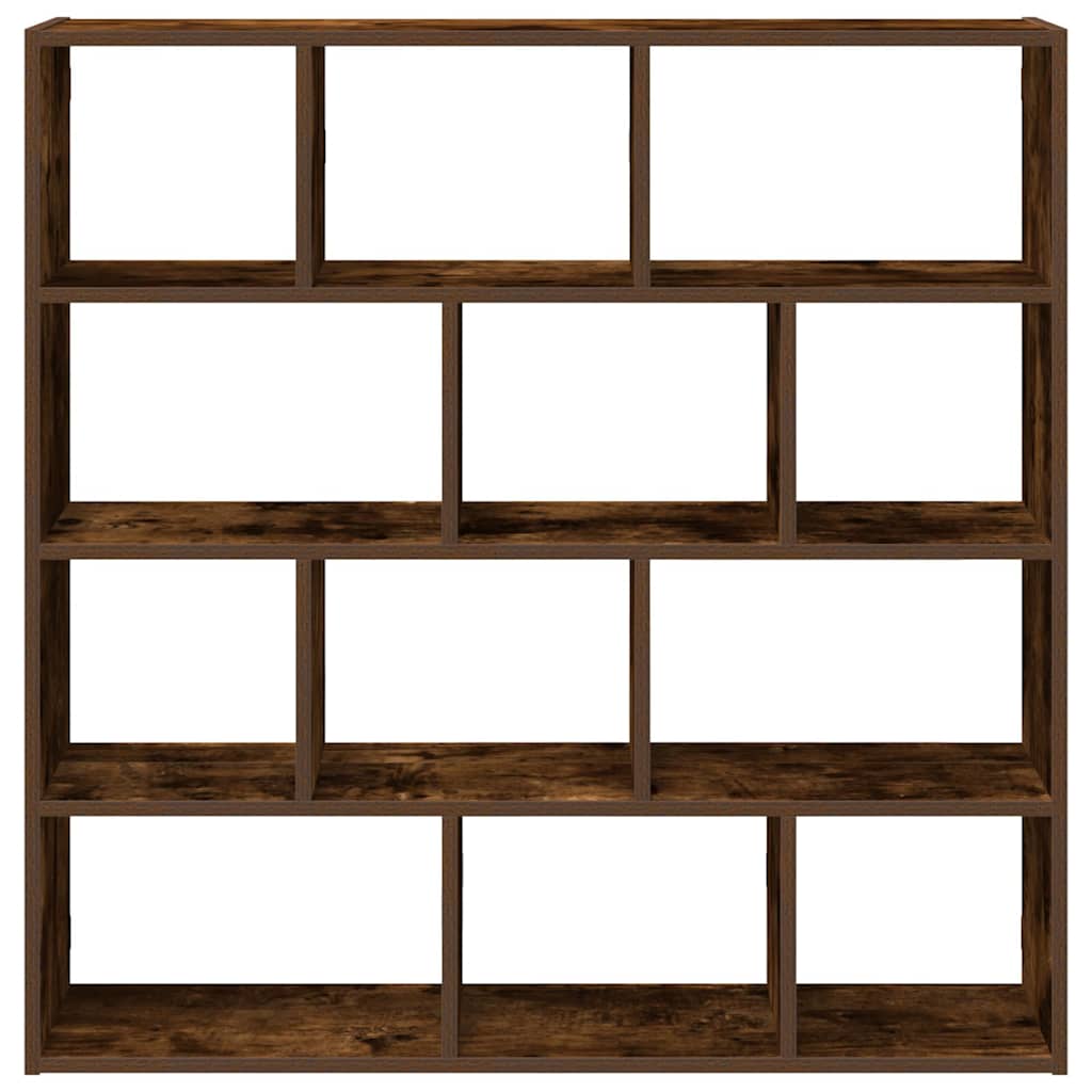 Étagère cube murale 12 compartiments chêne fumé bois ingénierie - XIOS