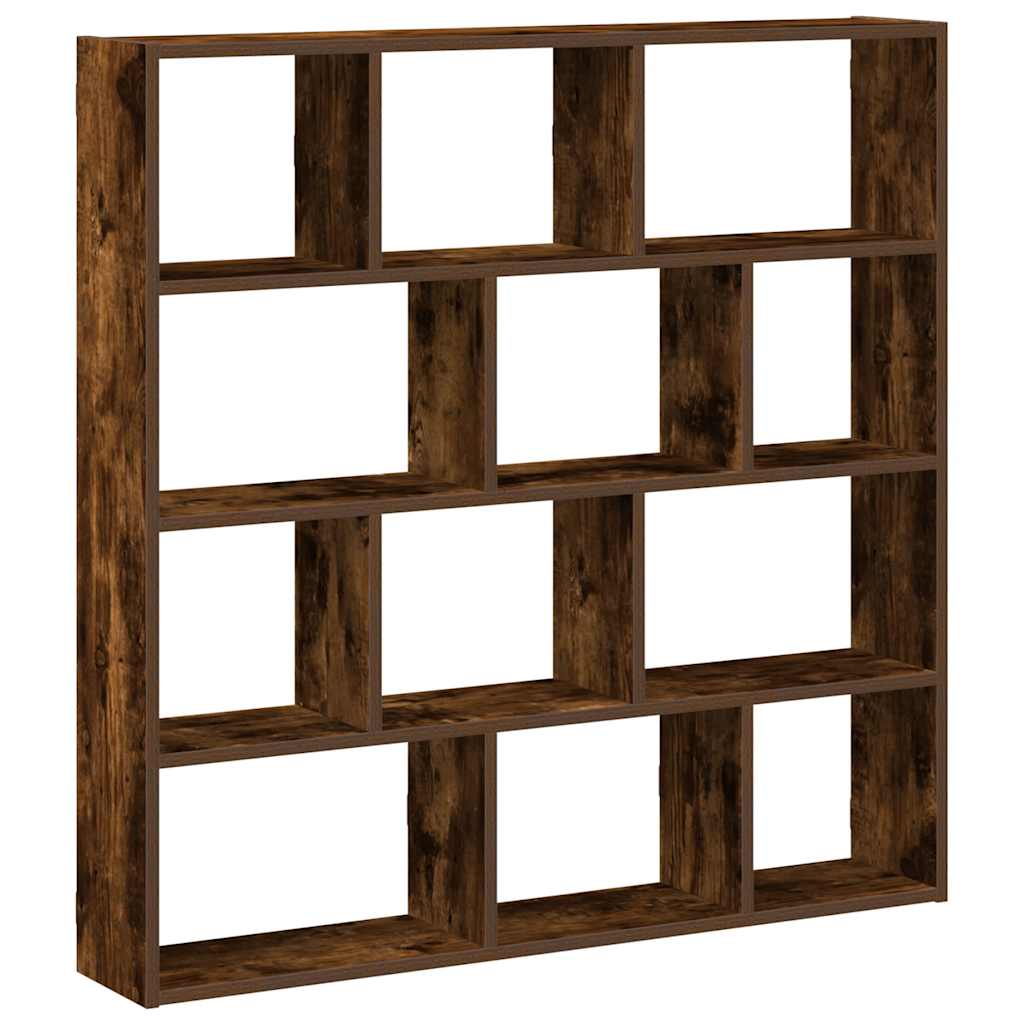 Étagère cube murale 12 compartiments chêne fumé bois ingénierie - XIOS