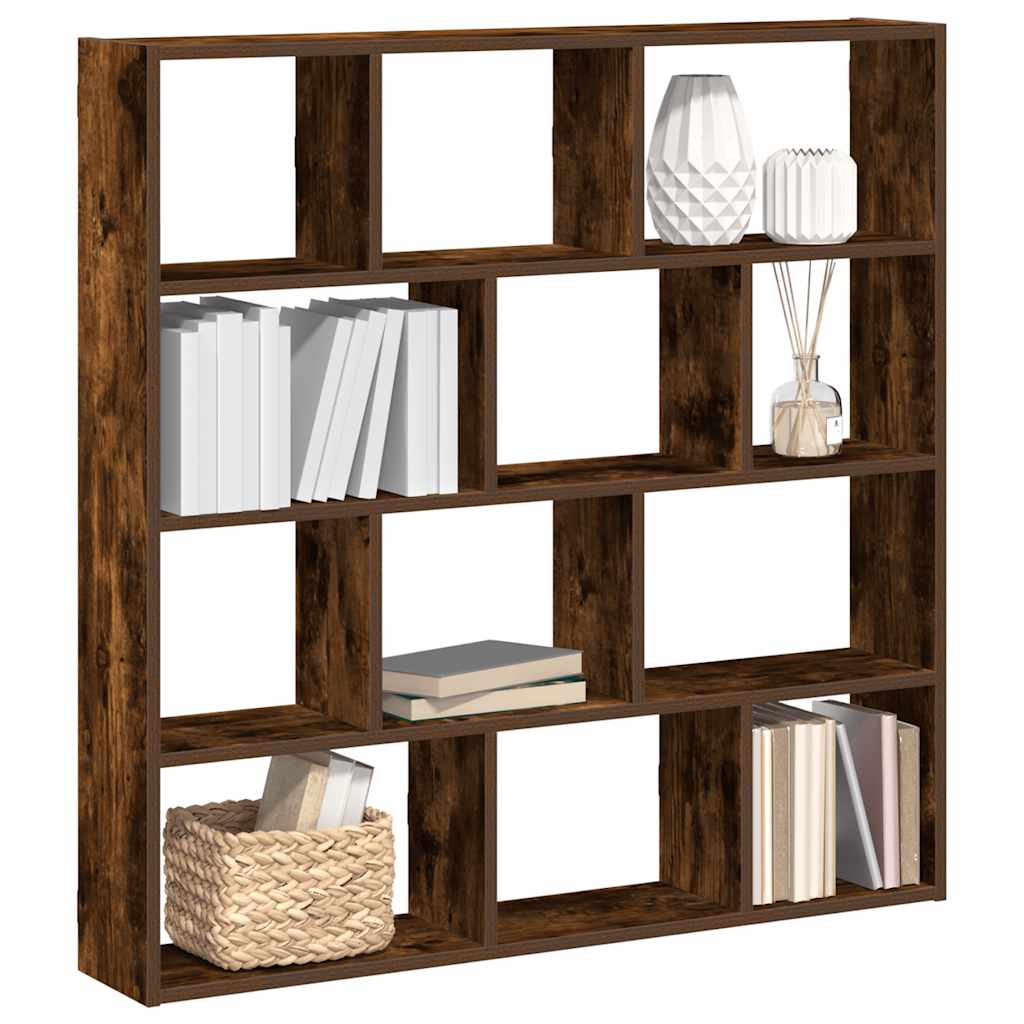 Étagère cube murale 12 compartiments chêne fumé bois ingénierie - XIOS